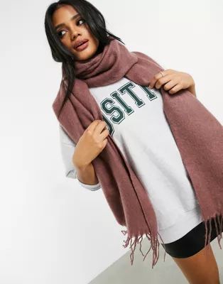 ASOS DESIGN supersoft long woven scarf with tassels in pink | ASOS | ASOS (Global)