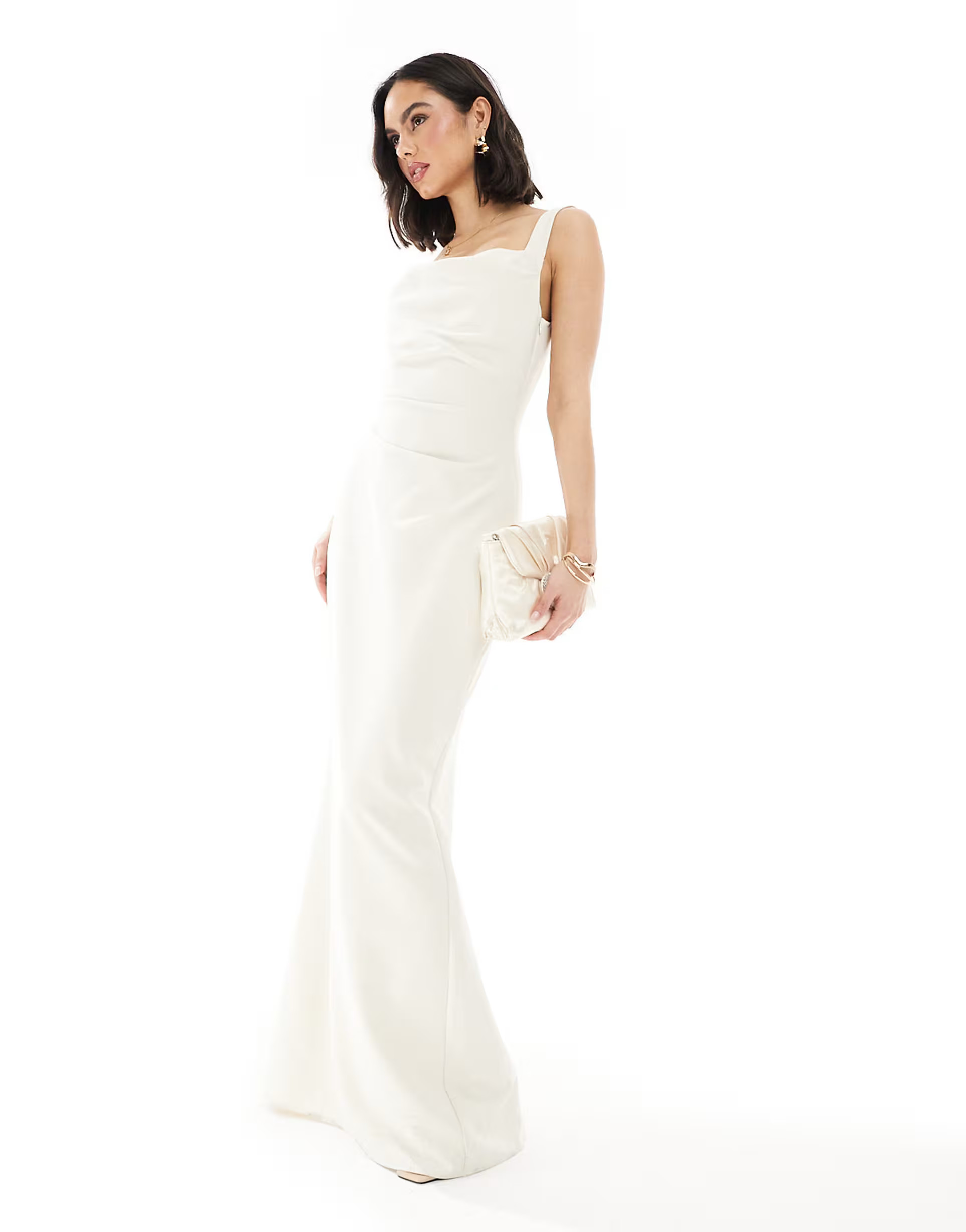 Pretty Lavish Bridesmaid crepe cowl neck maxi dress in cream | ASOS (Global)
