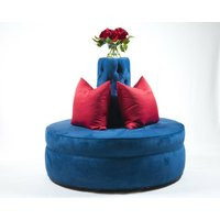 Round Ottoman Royal Blue Passion Suade Tufted Cone Circle Round Settee Sofa Banquette Hair Salon Spa Clothing Store | Etsy (US)