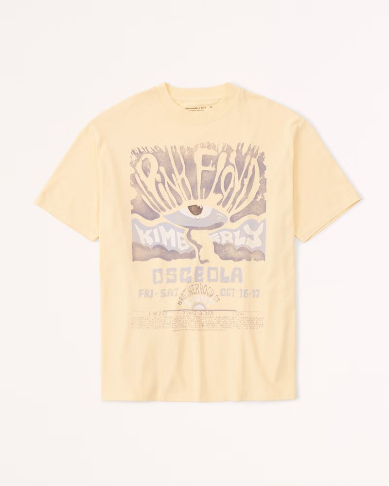 Women's Oversized Boyfriend Heavyweight Pink Floyd Graphic Tee | Women's Tops | Abercrombie.com | Abercrombie & Fitch (US)