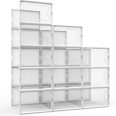 12 PCS Shoe Organizer, Clear Plastic Stackable Shoe Organizer for Closet, Clear Plastic Stackable Shoe Box for Entryway Space Saving Collapsible | Target