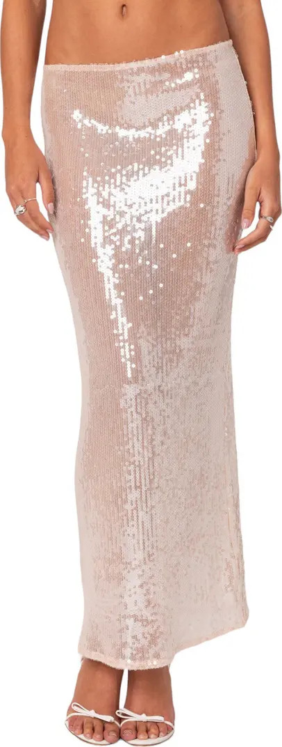 EDIKTED Riki Sheer Sequin Maxi Skirt | Nordstrom | Nordstrom