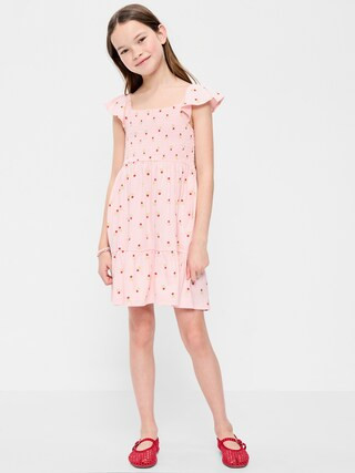 Printed Fit and Flare Smocked Dress for Girls | Old Navy (US)