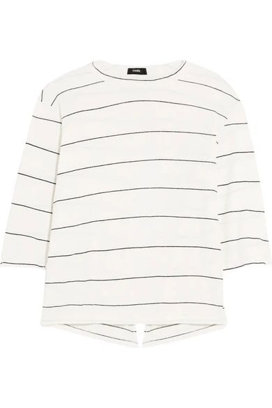 Bassike - Split-back Striped Organic Cotton-jersey Top - Off-white | NET-A-PORTER (US)