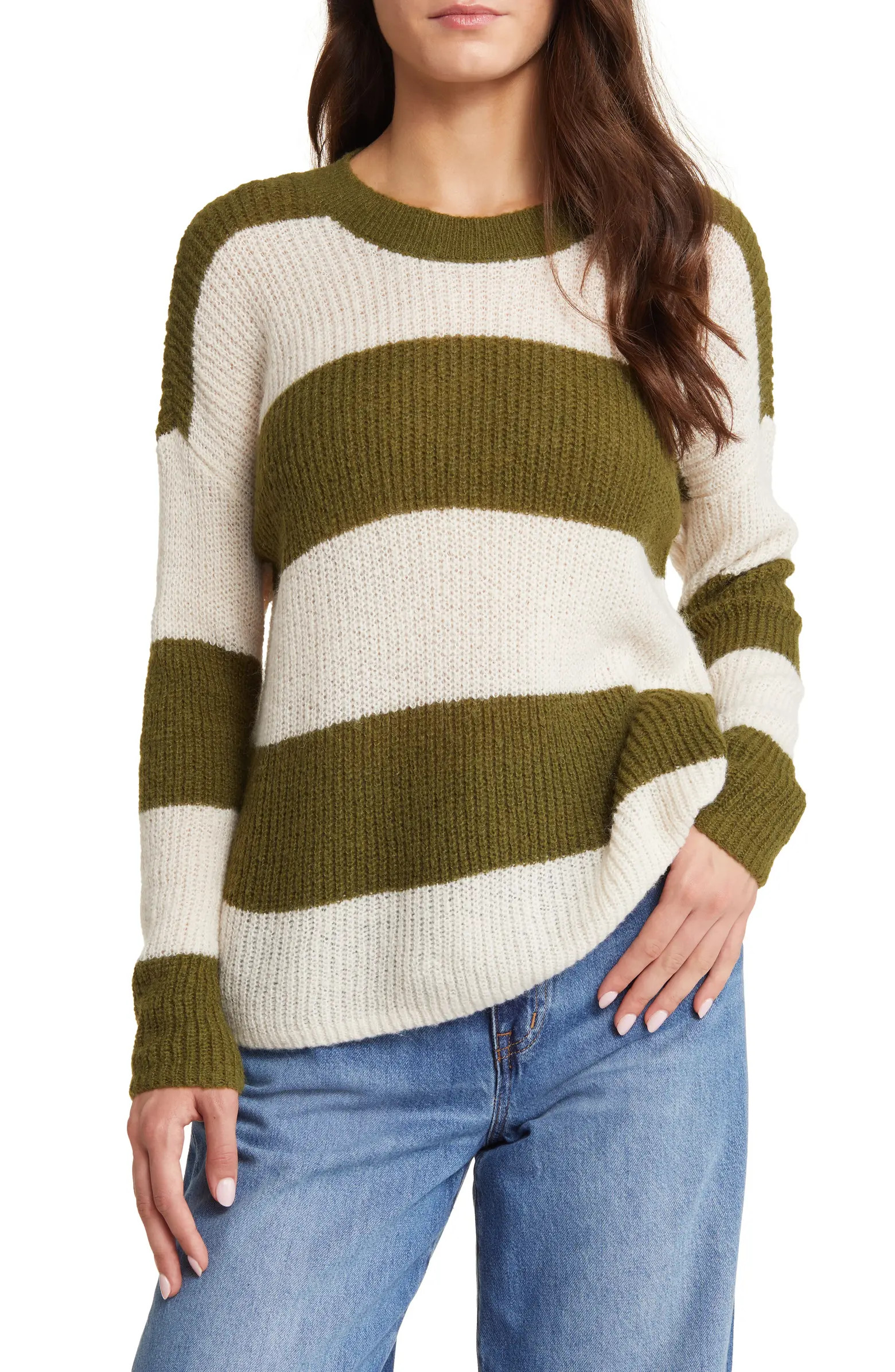 Stripe Rib Crewneck Sweater | Nordstrom