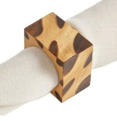 Pier 1 Imports Napkin Ring Natural Wooden Square Leopard New   | eBay | eBay US
