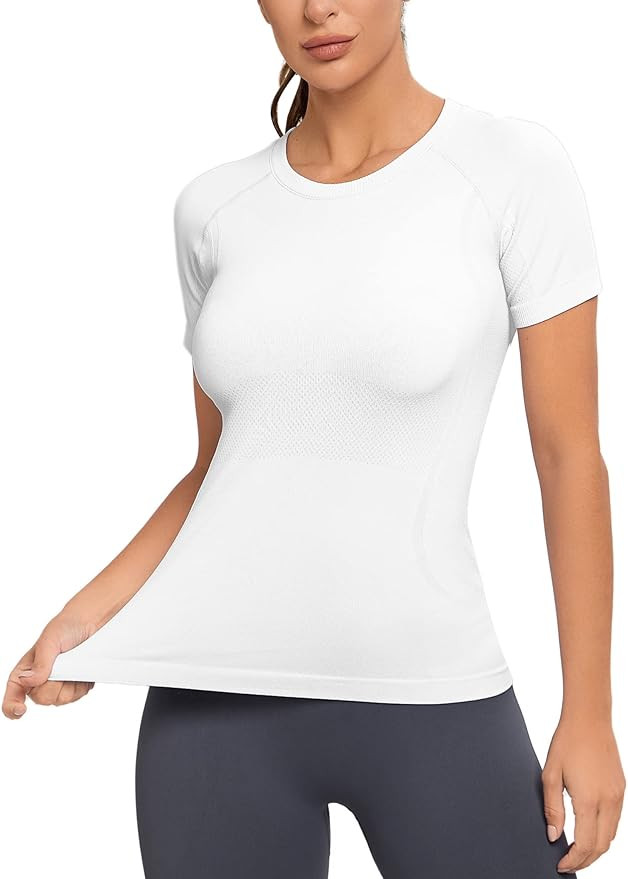 MathCat Seamless Workout Tops for Women, Short Sleeve Compression Athletic Shirts Soft Yoga Gym T... | Amazon (US)