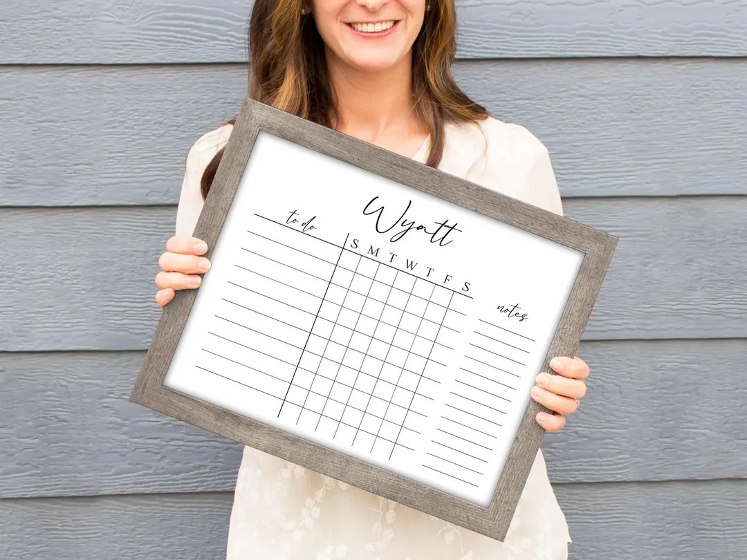 Weekly To Do List, Framed Chore Chart Poster, Dry Erase Board For Chores, Toddler Chore Chart, Pe... | Etsy (US)