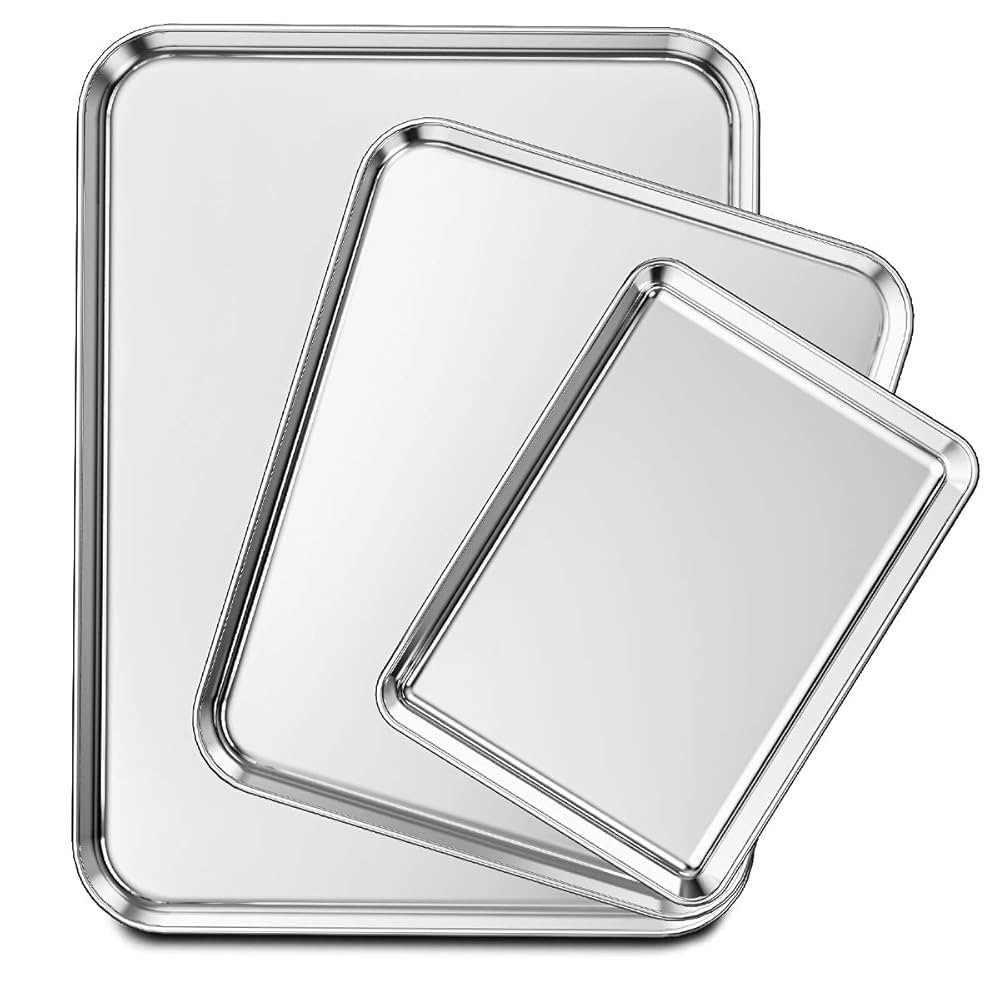 Wildone Baking Sheet Set of 3, Stainless Steel Cookie Sheet Baking Sheet Pan, 9/12/16 Inch, Non T... | Amazon (US)