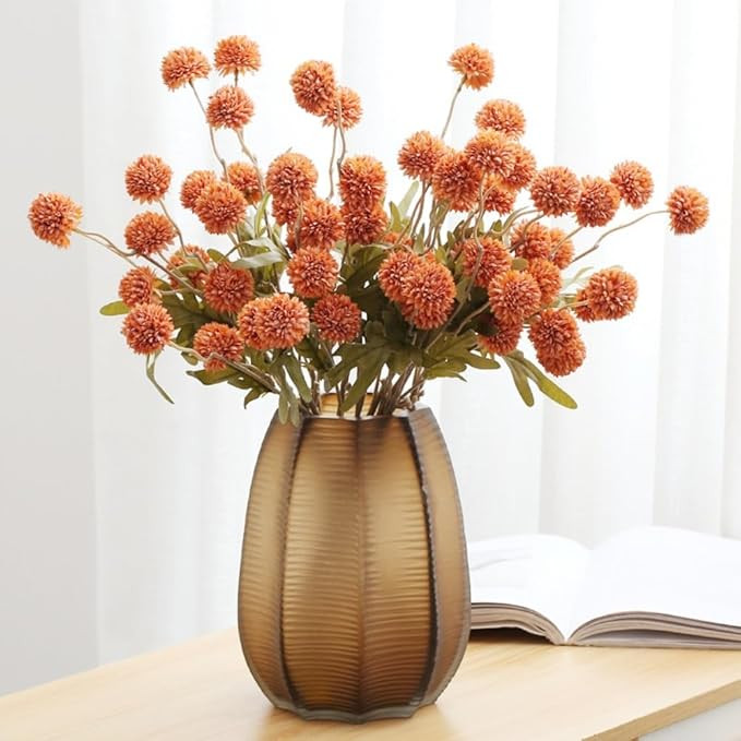6pcs Pompon Mum Artificial Flower,Faux Silk Mini Chrysanth with Stems,for DIY Bouquet Centerpiece... | Amazon (US)