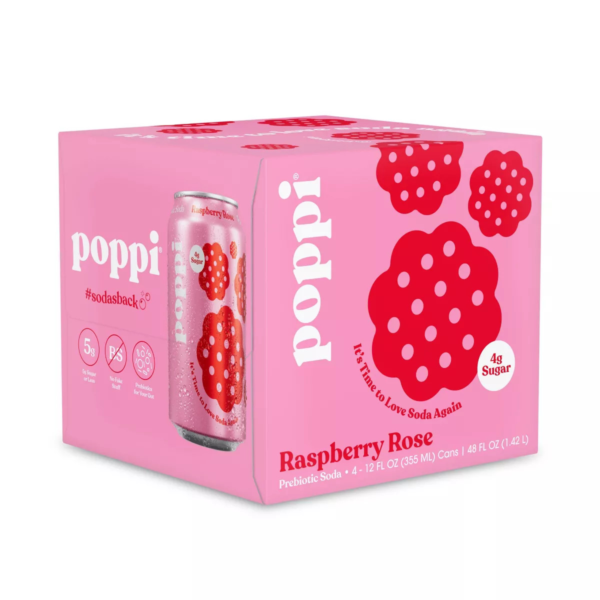 Poppi Raspberry Rose Prebiotic Soda - 4pk/12 fl oz Cans | Target