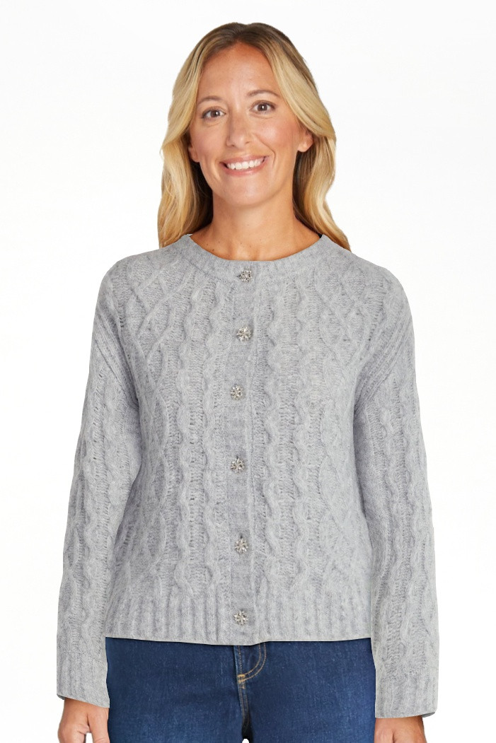 Free Assembly Women's and Women's Plus Cropped Cable Cardigan Sweater, Midweight, Sizes XS-4X | Walmart (US)