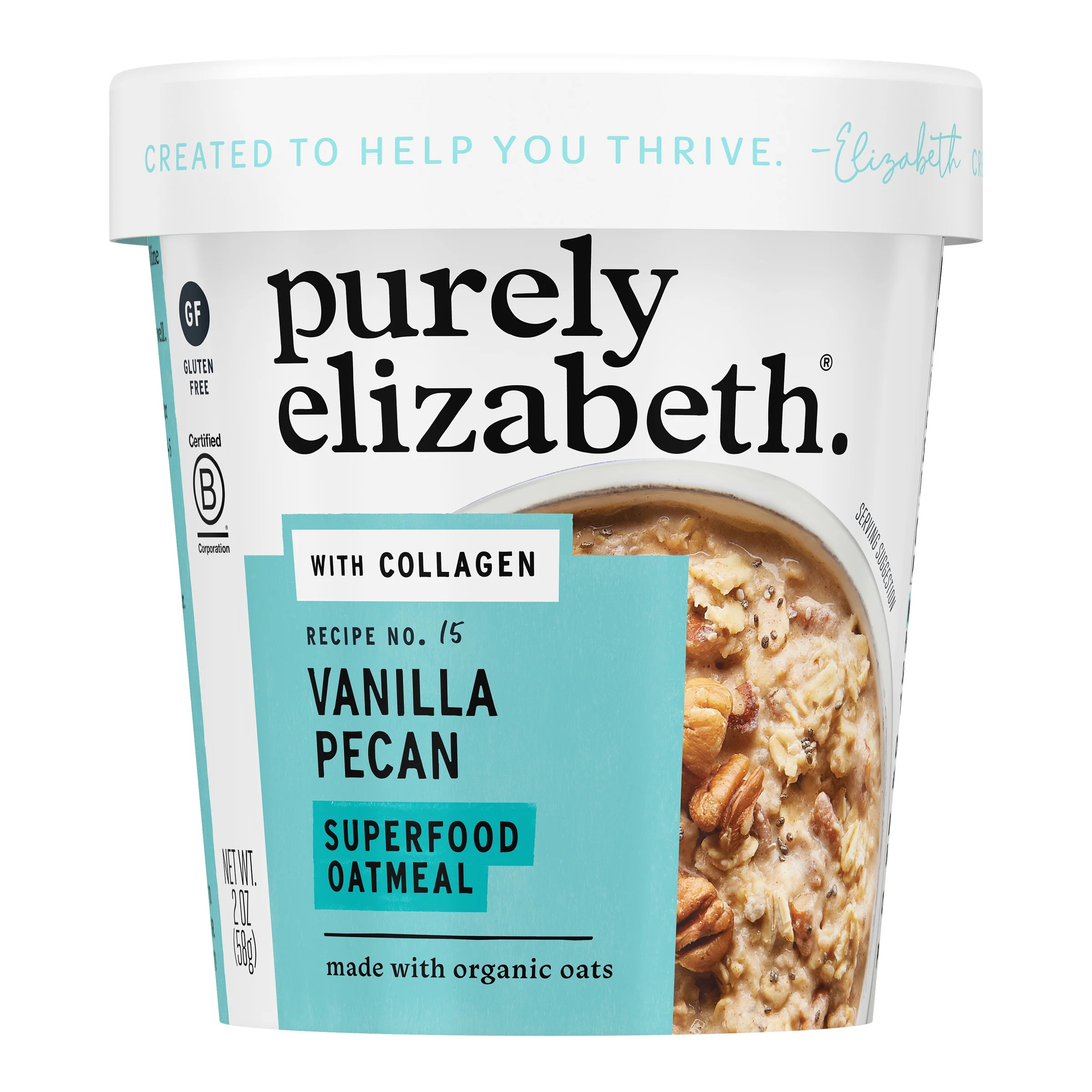Purely Elizabeth Superfood Oatmeal, Vanilla Pecan, Gluten-Free, 2 oz Cup | Walmart (US)