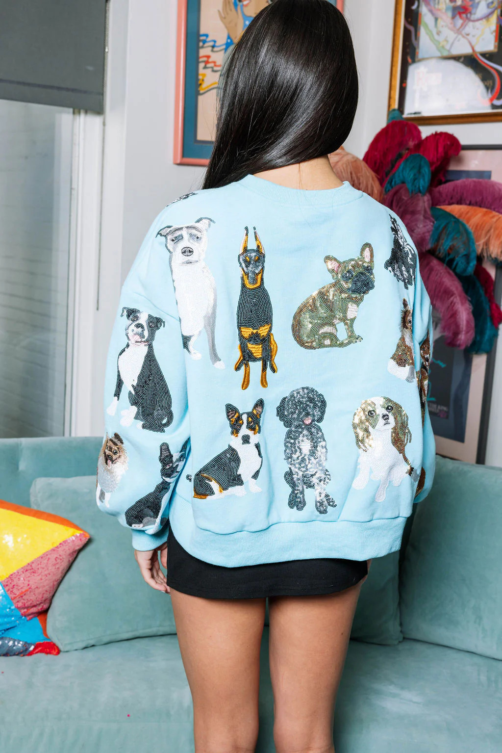 Aqua Dog All Over Sweatshirt | Queen of Sparkles