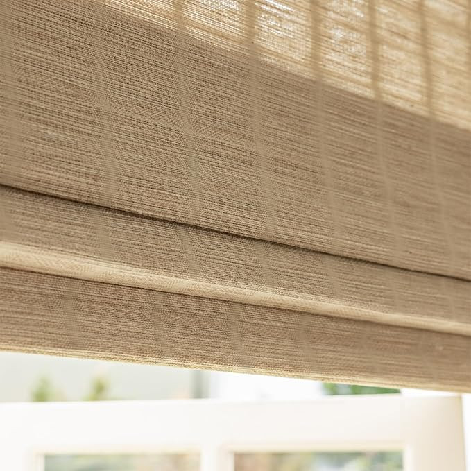 Bamboo Roman Shades, Easy Installation Oatmeal Woven Wood Shades, Cordless Custom Blackout Bamboo... | Amazon (US)