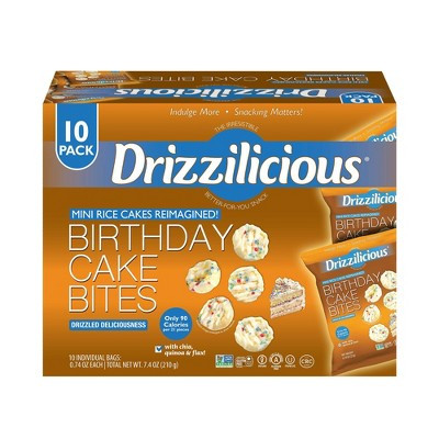 Drizzilicious Drizzled Mini Rice Cakes Birthday Cake Multipack - 7.4oz/10ct | Target