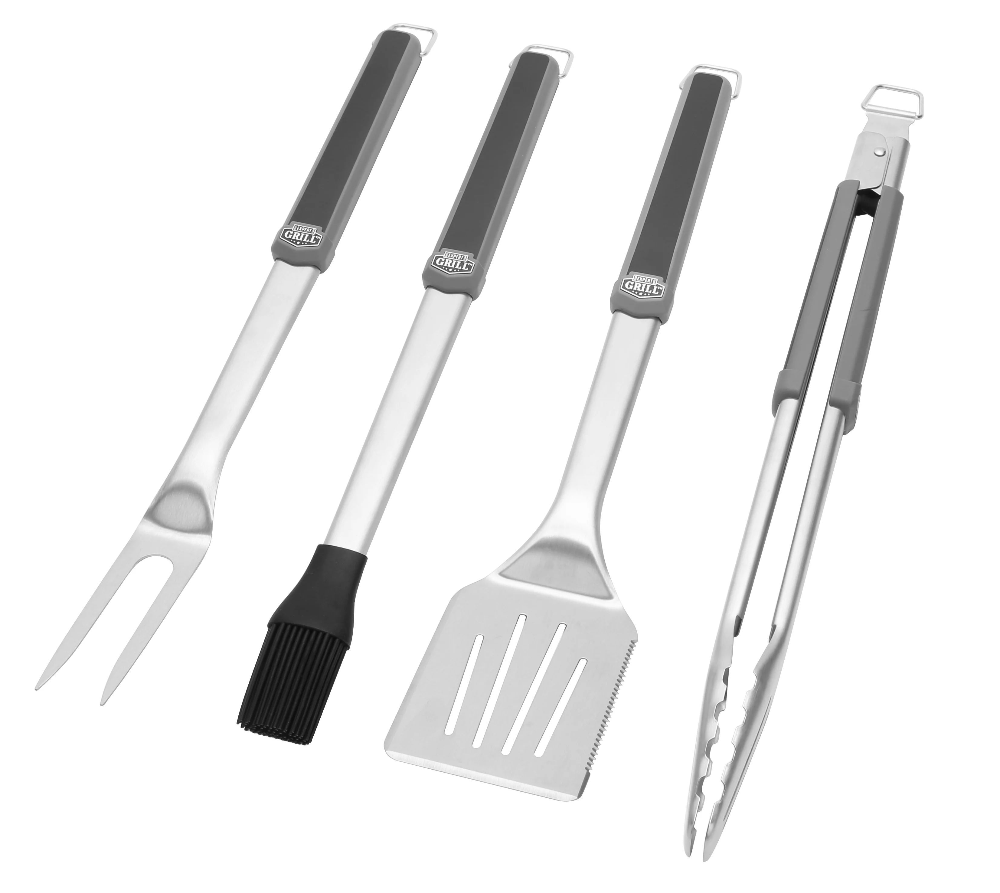 Expert Grill Stainless Steel 4-Piece BBQ Tool Set with Soft Grip | Walmart (US)