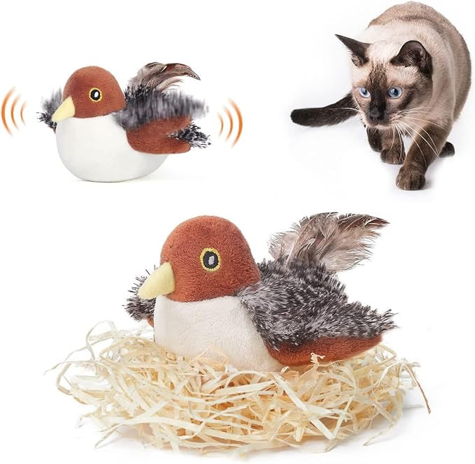 Potaroma Cat Toys Rechargeable Flapping Bird Sparrow, Lifelike Chirp Tweet, Touch Activated Kitte... | Amazon (US)