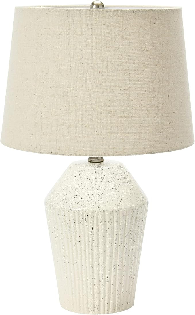 Creative Co-Op 13" Round Stoneware Desk Lamp, White | Amazon (US)