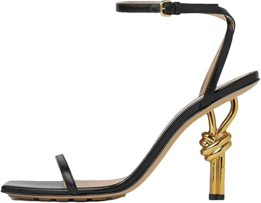 Women’S Sexy Square Toe Sandals Ultra High Strange Heel Metal Knot Detail Buckle Strap Fashion ... | Amazon (US)