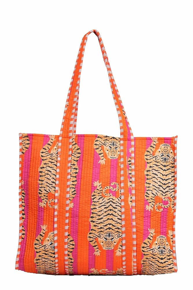 100% Cotton Jungle Print Shoulder Bag Tote Bag Women Reversible Shopping Bag and Grocery Bags Sty... | Amazon (US)
