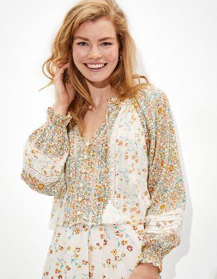 AE Floral Button-Up Blouse | American Eagle Outfitters (US & CA)