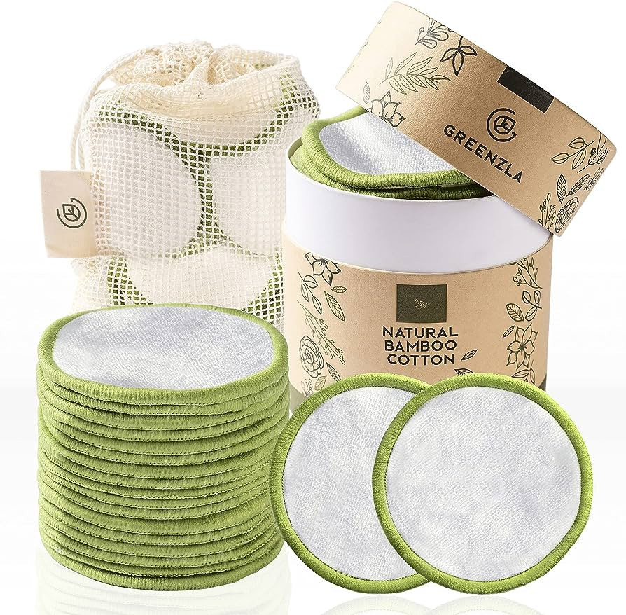Greenzla Reusable Makeup Remover Pads (20 Pack) With Washable Laundry Bag And Round Box for Stora... | Amazon (UK)