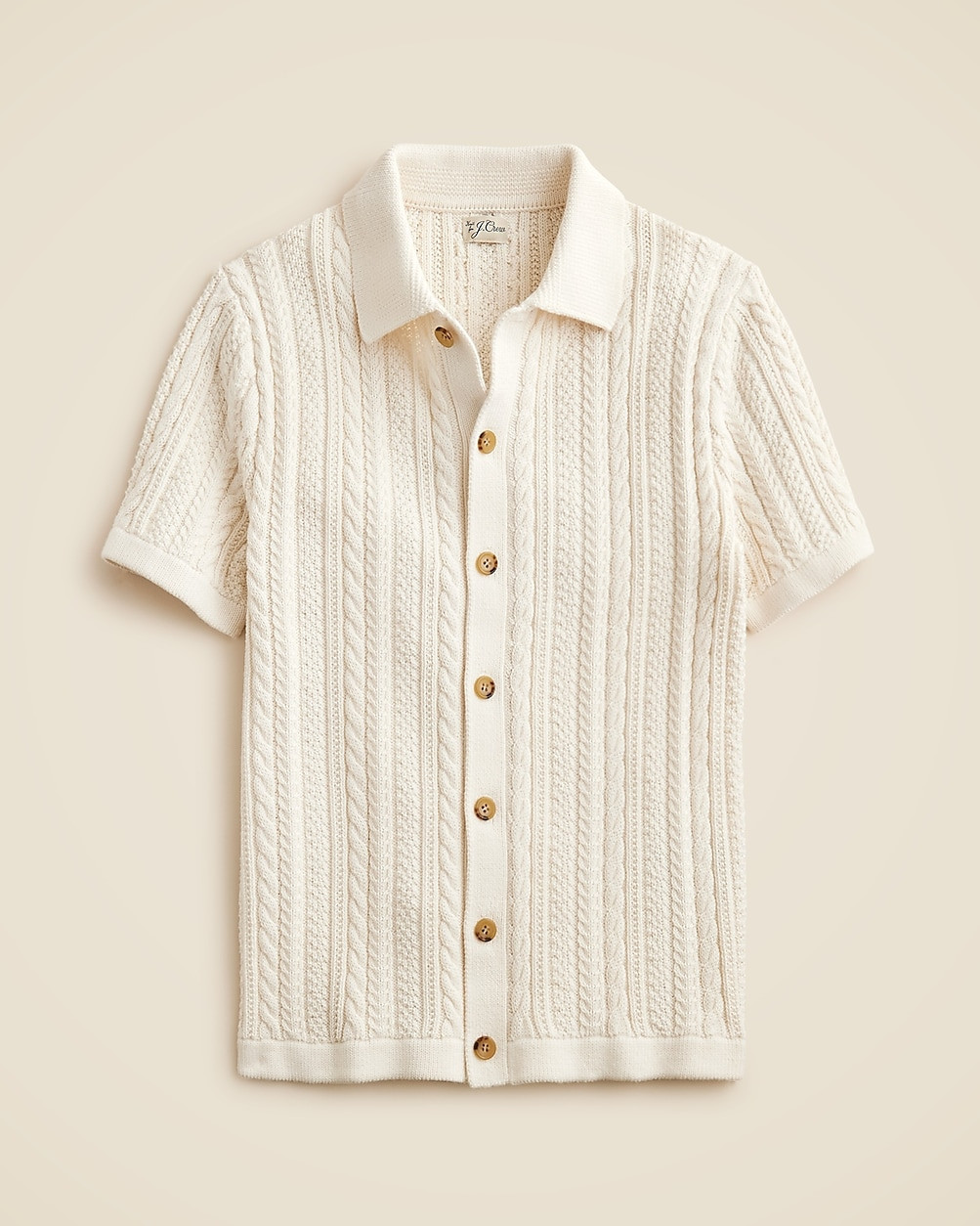 Short-sleeve cotton cable-knit cardigan sweater-polo | J. Crew US