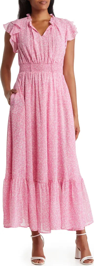 High Neck Ruffle Sleeve Maxi Dress | Nordstrom Rack