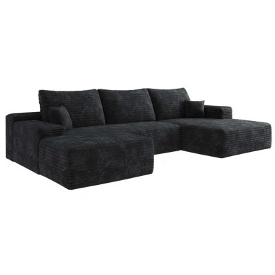 107"Cloud Sectional Sofa with 1 Ottoman,Modern Minimalist Upholstered Couches,Comfort U Shaped Sofa for Living Room,Deep Seat Corner Couch,No Assembly | Wayfair North America