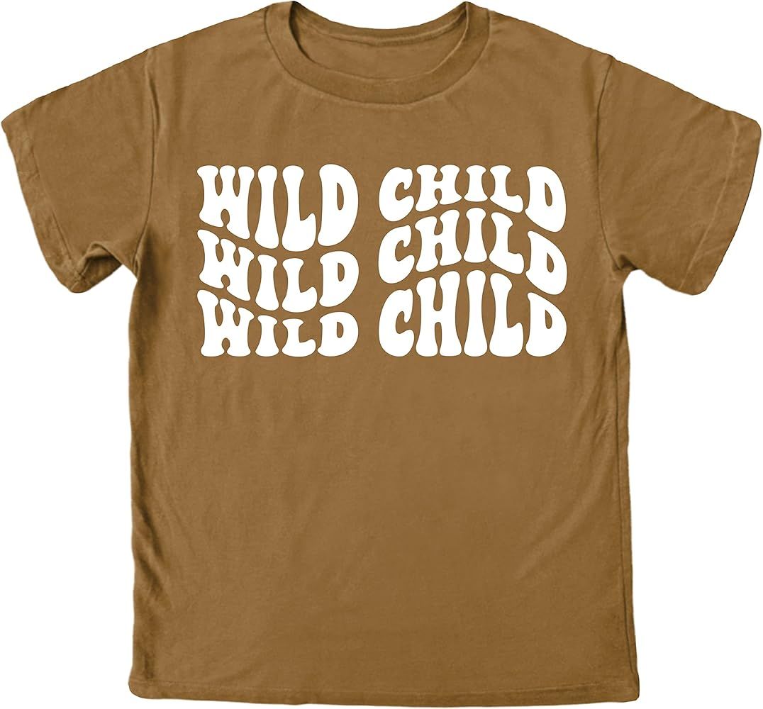 Olive Loves Apple Wild Child Wavy Retro T-Shirts for Baby and Toddler Boys and Girls | Amazon (US)