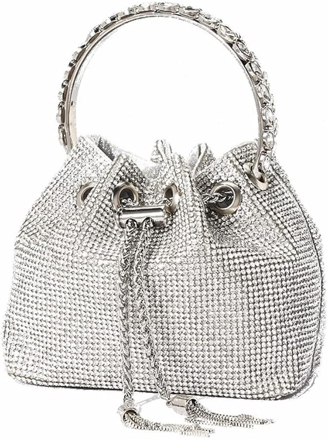 DJBM Ladies Full Diamonds Bucket Handbag Rhinestone Evening Bag Bling Clutch Purse for Women Part... | Amazon (US)