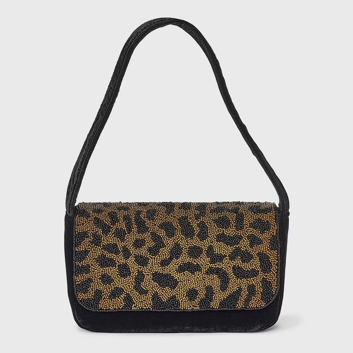 Embellished Leopard Print Flap Shoulder Bag - A New Day™ Black/Brown | Target