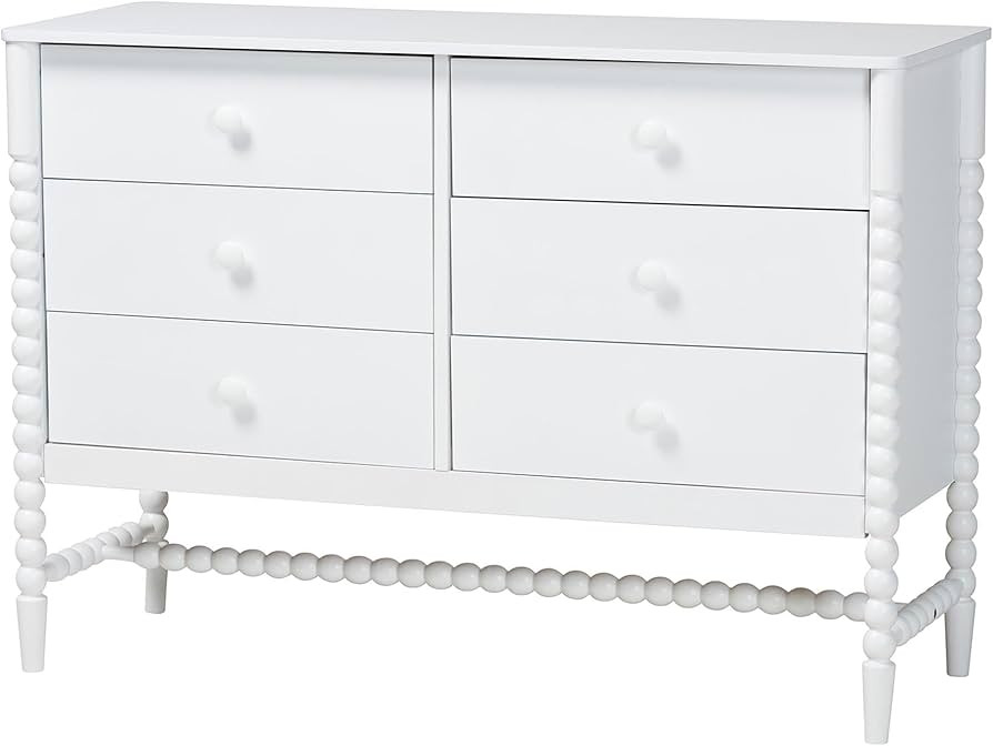 Baxton Studio Brantley Spindle Dresser - 6-Drawer Horizontal Storage Cabinet with Beaded Frame an... | Amazon (US)