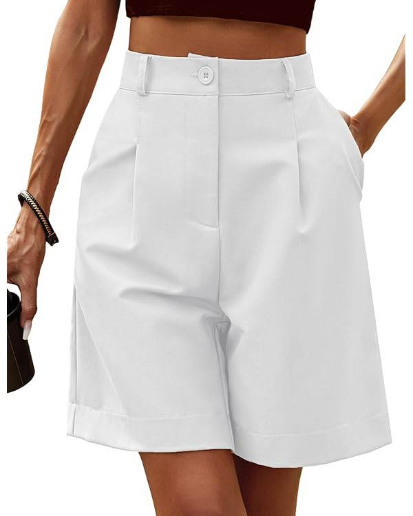 HOTOUCH Bermuda Shorts for Women Summer Dressy Casual Elastic High Waisted Wide Leg Knee Length S... | Amazon (US)