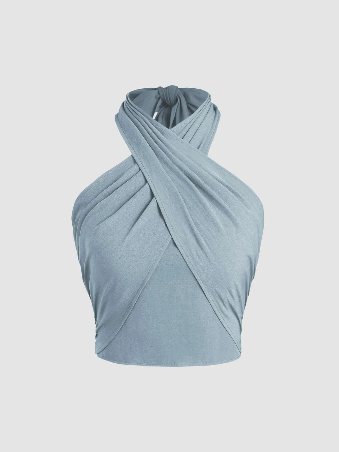 Cross Halter Shirred Back Crop Top | Cider
