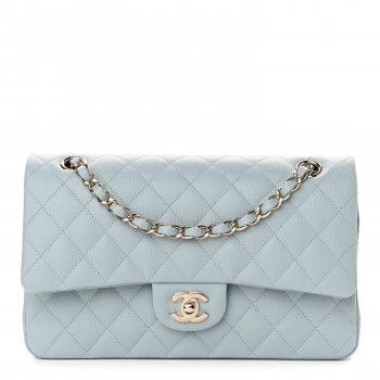 Caviar Quilted Medium Double Flap Light Blue | FASHIONPHILE (US)