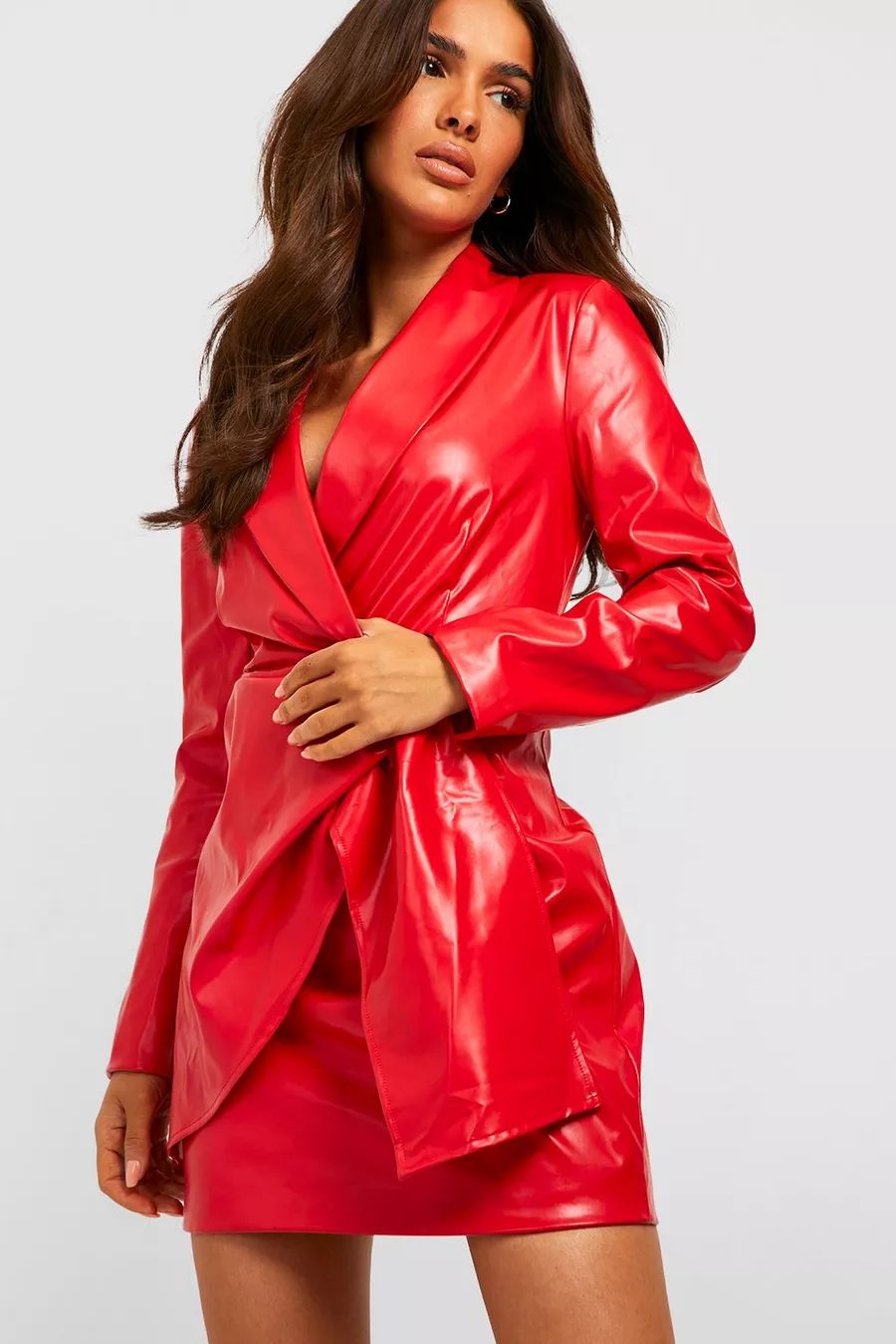 Premium Pu Wrap Blazer Dress | Boohoo.com (US & CA)