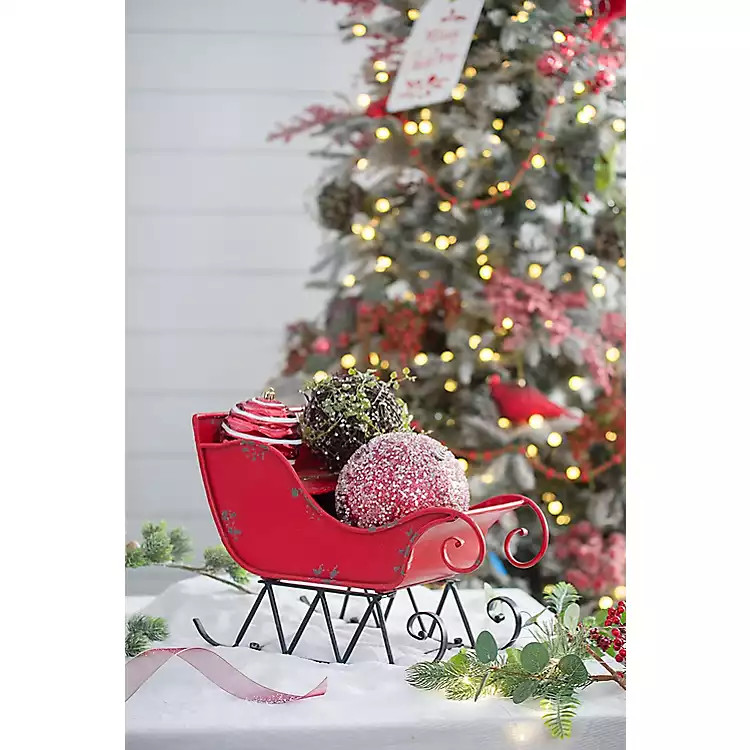 Red Iron Christmas Sleigh | Kirklands