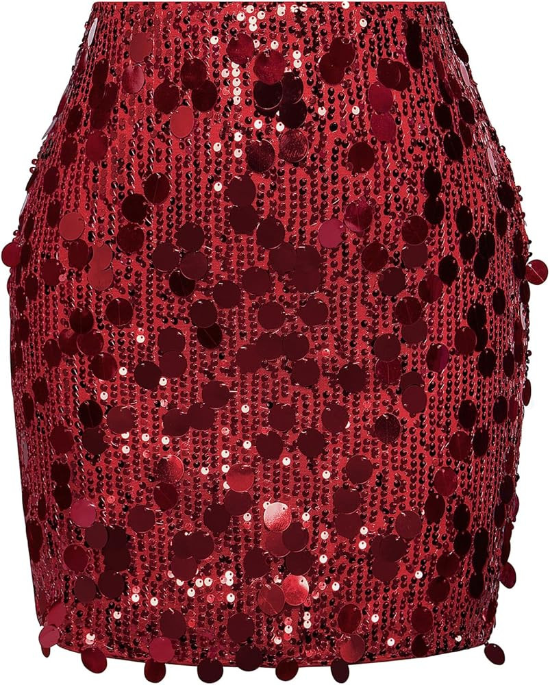 Kate Kasin Women Sequin Mini Skirt Sparkly Pencil Skirt Stretchy Glitter Skirt High Waisted 2024 | Amazon (US)