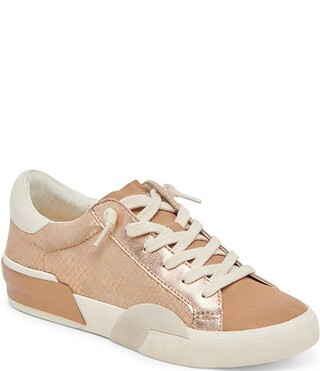 Zina Embossed Leather Metallic Accent Sneakers | Dillard's