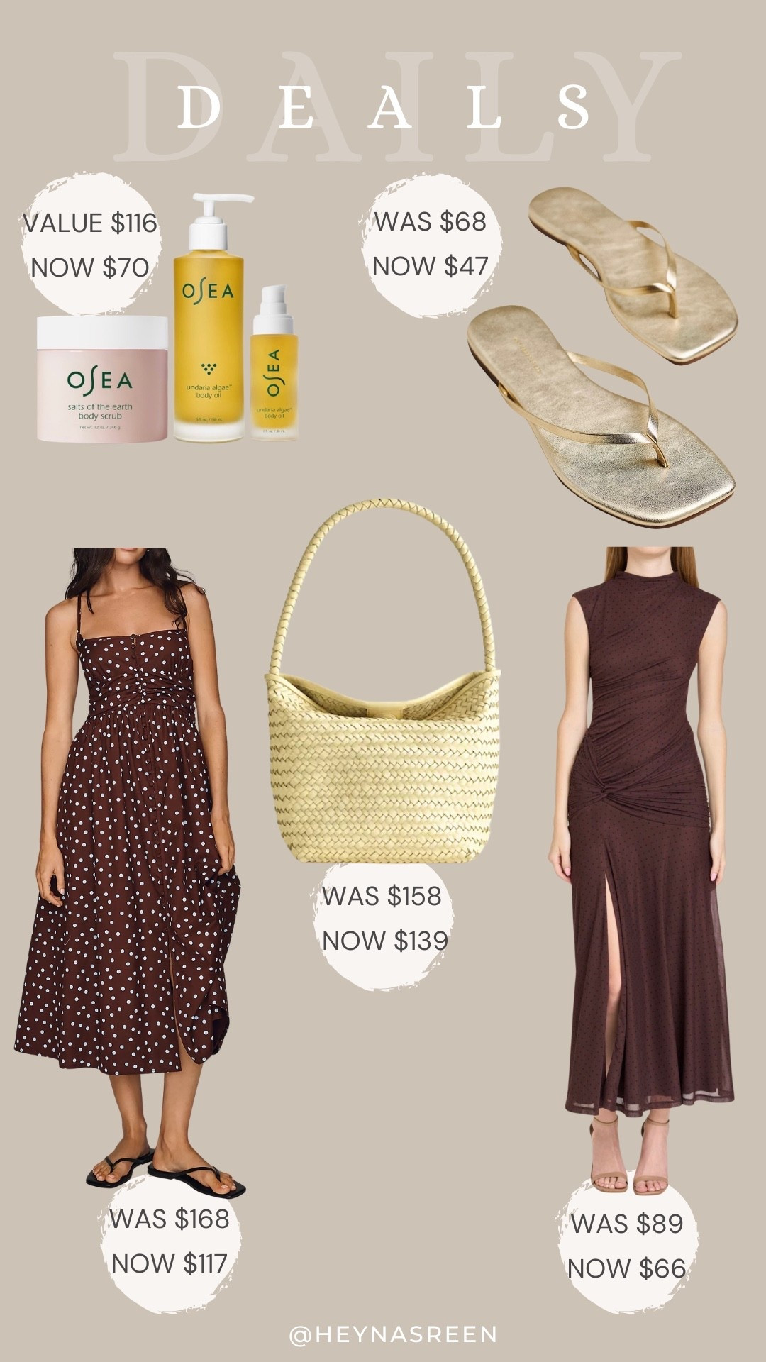 Daily deals on Osea trio, Anthropologie flip flops, Nordstrom WAYF dress, Madewell bag, Anthropologie bag