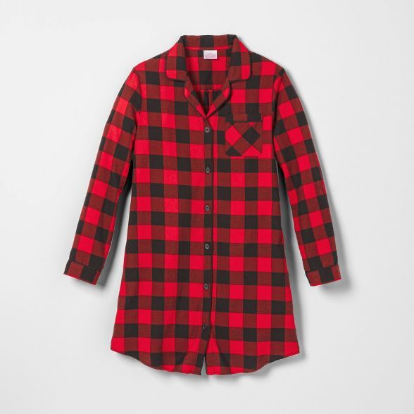 Women's Holiday Buffalo Check Flannel Matching Family Pajamas Nightgown - Wondershop™ Red | Target