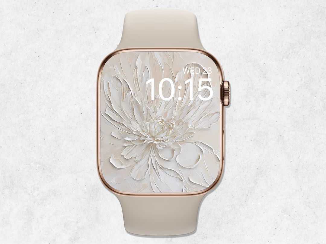 Floral Apple Watch Wallpaper, Boho Flower Watch Face, Neutral Boho Watch Wallpaper, Abstract 3D W... | Etsy (US)