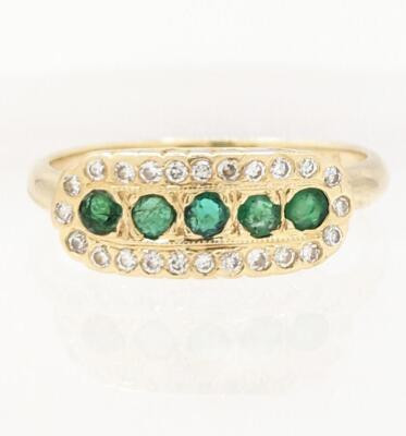 14K Solid Yellow Gold Five Stone Emerald & Diamond Cluster Unique Ri (LP2123656)  | eBay | eBay US