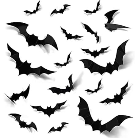 DIYASY Bats Wall Decor,120 Pcs 3D Bat Halloween Decoration Stickers for Home Decor 4 Size Waterpr... | Amazon (US)