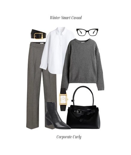 Effortless winter smart casual: soft pleats, cozy cashmere, and crisp whites.

winter smart casual outfit, wide-leg pleated pants, gray pleated trousers, white oxford shirt, cable-knit sweater, cashmere blend sweater, cozy winter style, elegant winter outfit, classic layering, LTK winter fashion

#LTKWorkwear #LTKStyleTip #LTKItBag