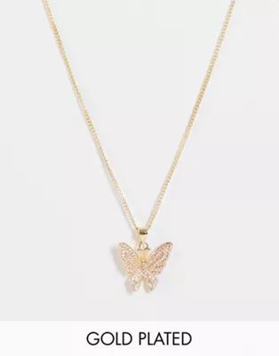 Image Gang 18k gold plated necklace with CZ butterfly pendant | ASOS (Global)