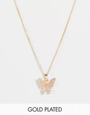 Image Gang 18k gold plated necklace with CZ butterfly pendant | ASOS (Global)
