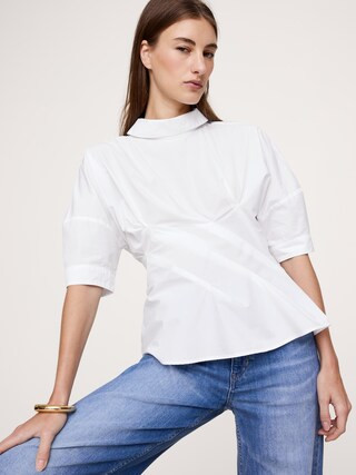 Cotton Poplin Twisted Top | Banana Republic (CA)